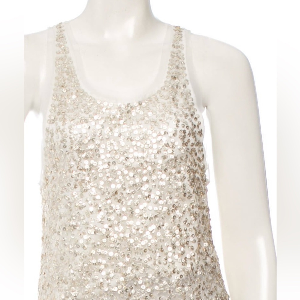 Gryphon New York White/Gold Sequined Top. Size XS - Picture 4 of 9